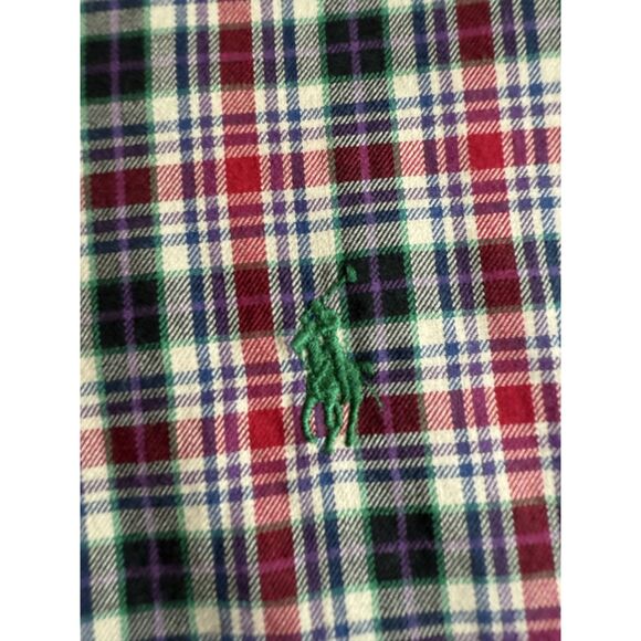 Ralph Lauren 4XLT Big Tall Plaid Button Down Shirt Red Navy Green Cream Plaid - Picture 3 of 6